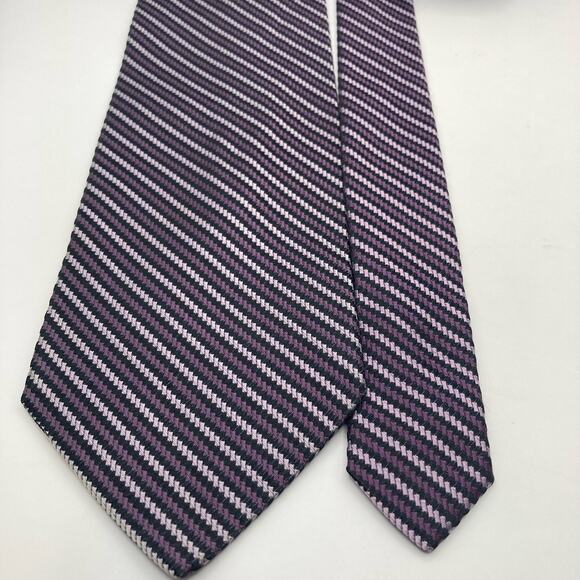 Jos A Bank 100% Silk Repp Neck Tie Purple/ Black/ White 61"L x 3.75"W - Picture 2 of 7